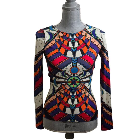 Gorgeous Mara Hoffman Long Sleeve Geometric Stars Moon Print Top, XS - Picture 1 of 7
